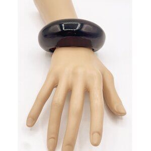 Black Acrylic Jumbo Statement Cuff Bracelet Heavy Chunky Retro Mod